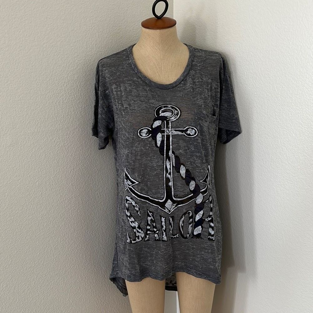 Lauren Moshi Sailor Top Grey Size M/L
